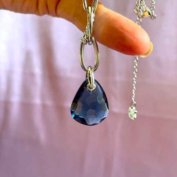 Blue Crystal/ Silver Swarovski Necklace - Picture 3 of 5